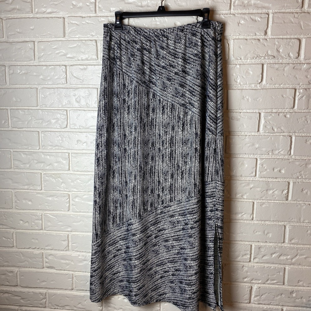 Kim Roger's Womens Skirt Size L A-line Black/White Maxi Slit On One‎ Side